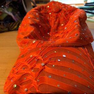 Orange bling ball cap